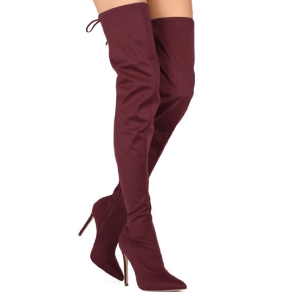 Liliana Thigh High Burgundy Boots